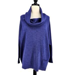 Elegant Blue Cowl Neck Sweater
